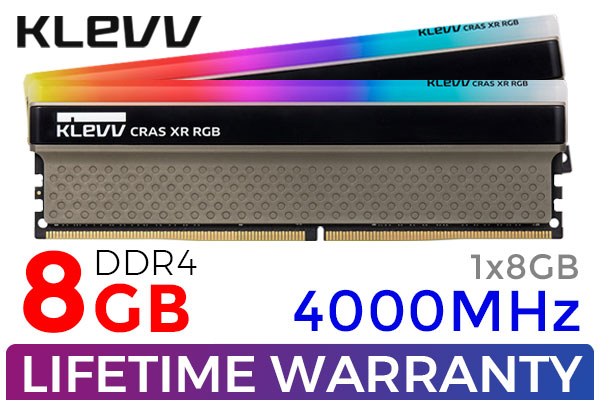 KLEVV CRAS XR RGB 8GB 4000MHz DDR4 Gaming OC Memory | Evetech