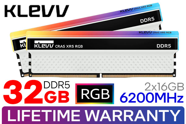 KLEVV CRAS XR5 RGB 32GB 6200MHz DDR5 Gaming OC Memory - High