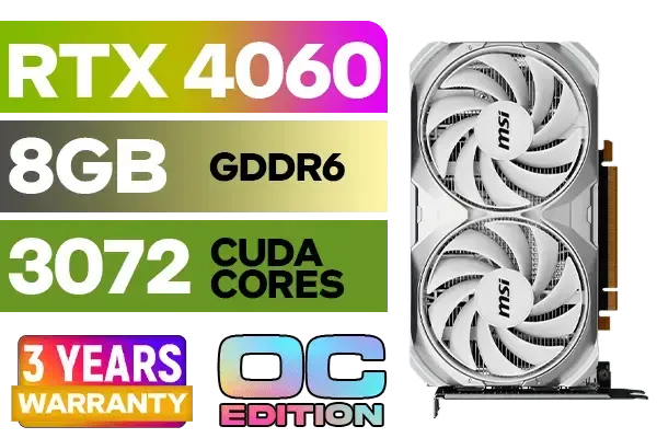 グラフィックボード・グラボ・ビデオカード MSI GeForce RTX 4060 VENTUS 2X WHITE OC MSI GeForce RTX™ 4060 VENTUS 2X WHITE 8G OC