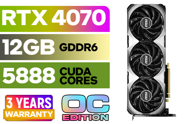MSI GeForce RTX 4070 Ventus 3X OC 12GB High Performance Gaming GPU