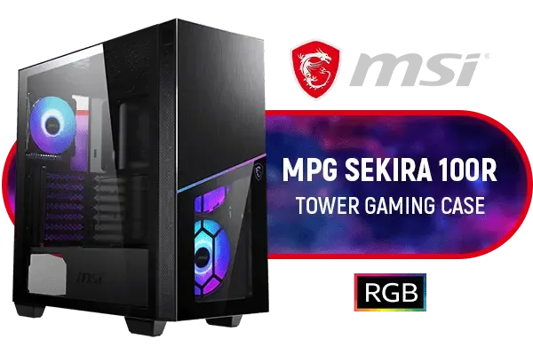 MSI MPG SEKIRA 100R Gaming Case - Sleek Black Design for Gamers