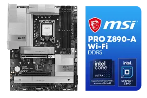 MSI PRO Z890-A Wi-Fi Intel Motherboard / ATX Motherboard / Supports Intel® Core™ Ultra Processors (Series 2) / LGA 1851 Socket / 4x DDR5 UDIMM Up to 256GB / Intel® Wi-Fi 7 / 911-7E32-004