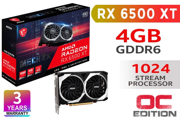 MSI Radeon RX 6500 XT MECH 2X 4GB OC GDDR6 - Best Deal - South Africa
