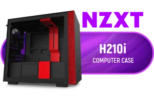 NZXT H210i Tempered Glass Gaming Case Black Red