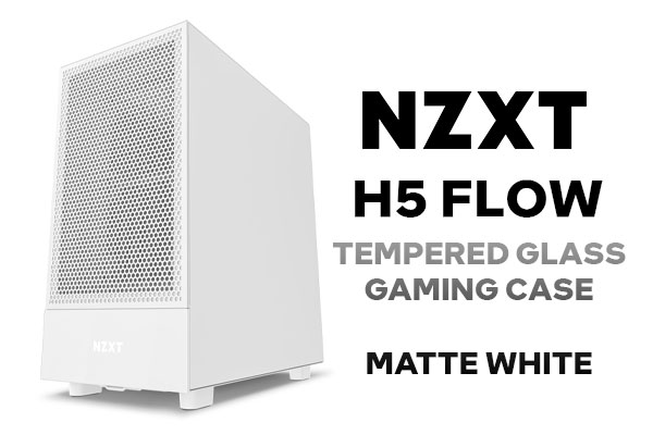 NZXT H5 Flow Tempered Glass Gaming Case - Matte White | Superior