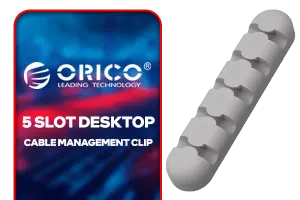 ORICO 5 Slot Desktop Cable Management Clip - Grey