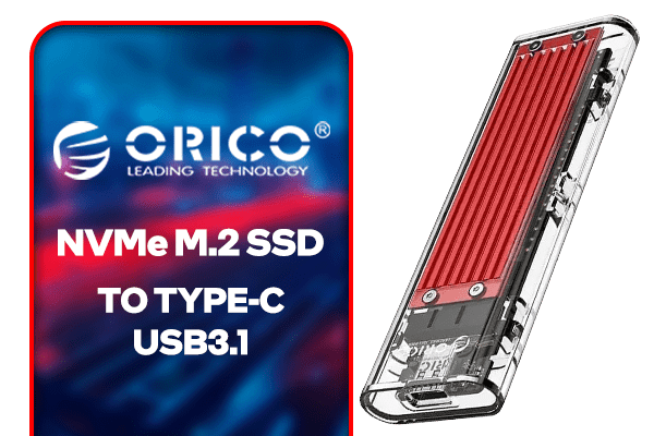M.2 NVMe PCIe SSD Enclosure – M-Key To Type-C USB 3.1 / USB 3.0 – External Hard Case