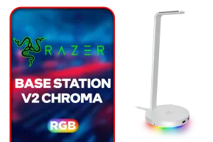 Razer Base Station V2 Chroma - Mercury / Chroma™ RGB / 1 x 3.5mm Combo Port With Built-in DAC / Anti-slip Base / Enhanced Height For Larger Headsets / Aluminum Construction / RC21-01510300-R3M1
