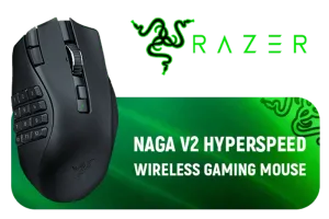 Razer Naga V2 HyperSpeed Wireless MMO Gaming Mouse: 19 Programmable Buttons - HyperScroll Technology - Focus Pro 30K Optical Sensor - Mechanical Mouse Switches Gen-2 - Up to 400 Hr Battery Life / RZ01-03600100-R3G1