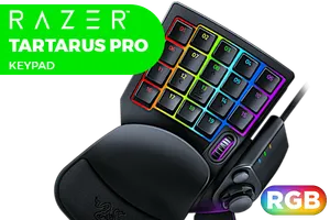 Razer Tartarus Pro Gaming Keypad / Chroma Backlighting / Razer Analog Optical Switches / Dual-function Keys / Adjustable Actuation / 32 fully Programmable Keys / Unlimited Macro Lengths / Razer Synapse Enabled / RZ07-03110100-R3M1-SN