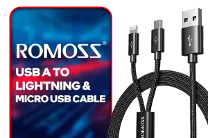 Romoss USB A to Lightning & Micro USB cable