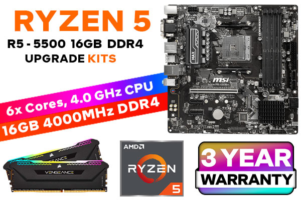 Ryzen 5500 / B450 / 16GB / 512GB /水冷 セット RYZEN 5 5500 MSI B450M PRO-VDH Max 16GB RGB 4000MHz Upgrade Kit