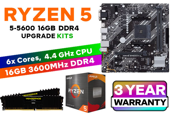 AMD RYZEN 5600 PRIME B450M-K II 16GB 3600MHz Upgrade Kit ASUS PRIME  B450M-K II AMD Ryzen Motherboard AMD RYZEN 5600 35MB Game Cache Up to 