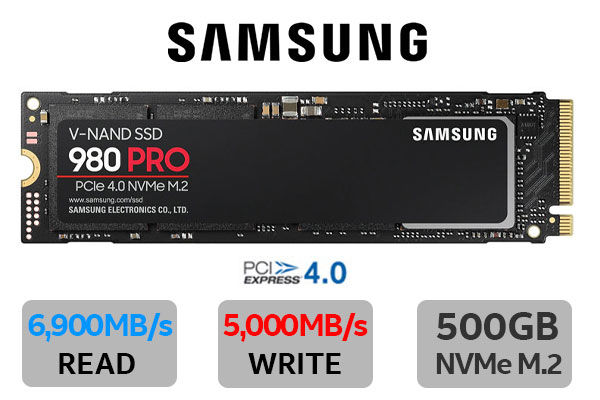 Samsung 980 Pro 500GB PCI-e NVMe Solid State Drive (SSD) Maximum  Read Speed 6,900 MB/s Maximum Write Speed 5,000 MB/s MZ-V8P500BW