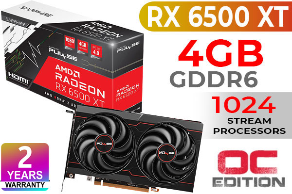 Buy SAPPHIRE Pulse AMD Radeon RX 6500 XT OC 4GB GDDR6 - Affordable