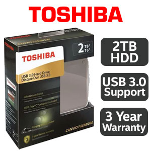 Toshiba Canvio Premium 2TB External HDD - Grey - Best Deal - South