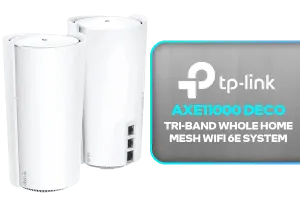 TP LINK Deco XE200 AXE11000 Whole Home Mesh Wi Fi 6E 2 Pack