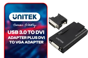 UNITEK USB 3.0 to DVI Adapter plus DVI to VGA Adapter