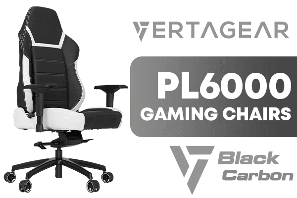 [BLACK/WHITE] Vertagear Racing Series P-Line PL6000 Gaming Chairs 200KG  Weight Limit Easy Assembly Adjustable Seat Height PENTA RS1 Casters 