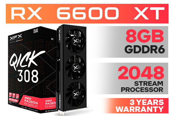 XFX Speedster QICK 308 AMD Radeon RX 6600 XT 8GB BLACK - Best Deal