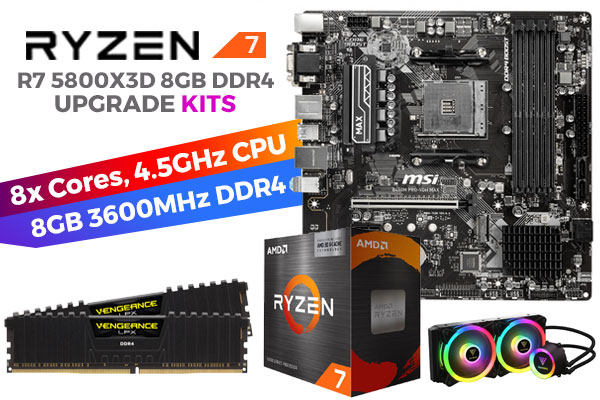 Ryzen 5800X3D MSI B450M PRO-VDH Max 8GB 3600MHz Upgrade Kit