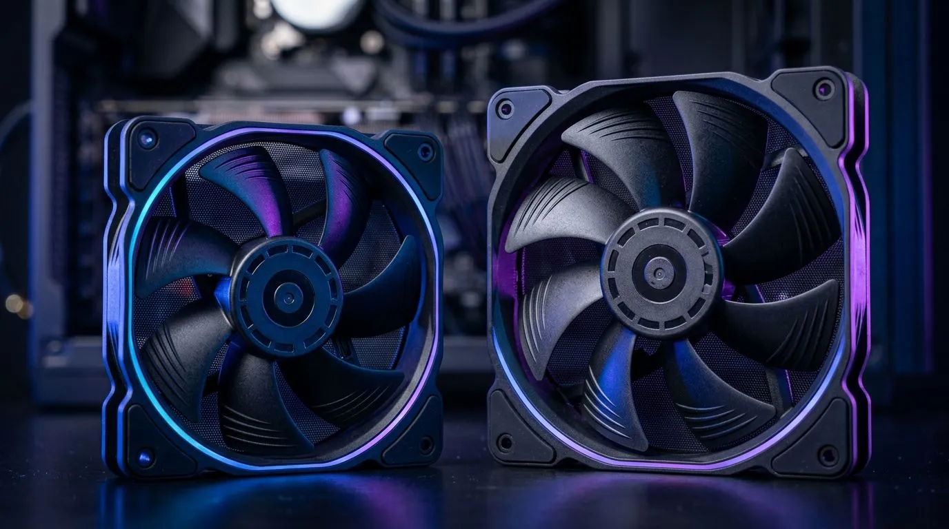 Which fan size cools better and stays quieter?