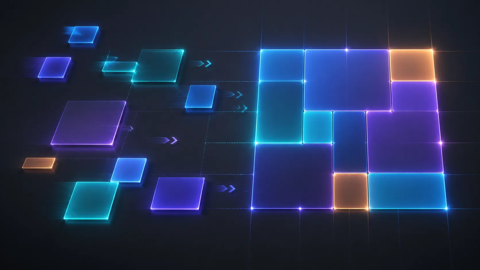 Abstract diagram of display tiles aligning along a shared grid