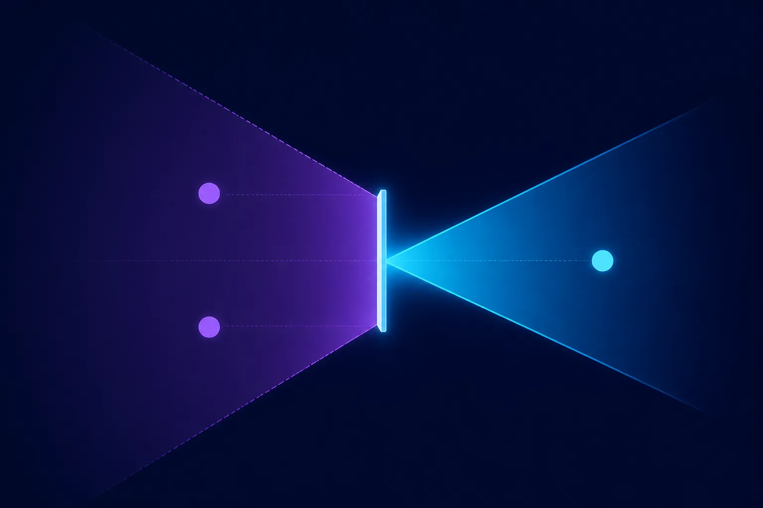 Abstract diagram of a privacy screen with a narrow forward viewing cone and fading side views