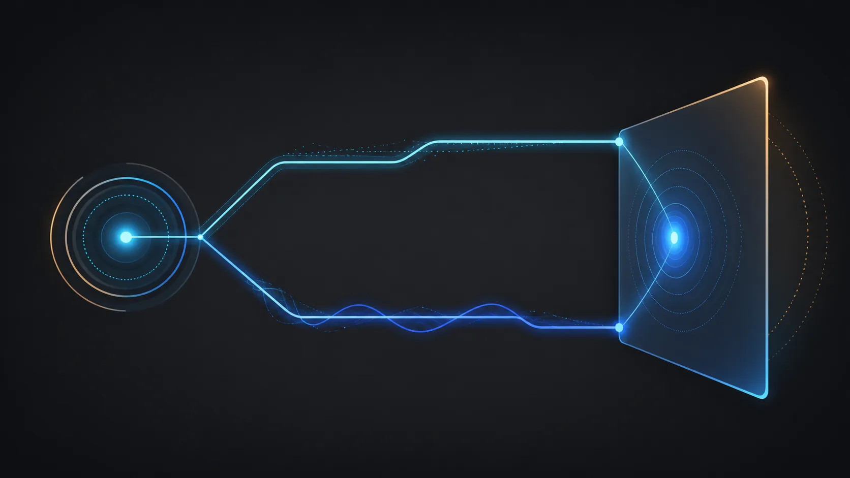 Abstract diagram of two cable paths activating a portable visual plane