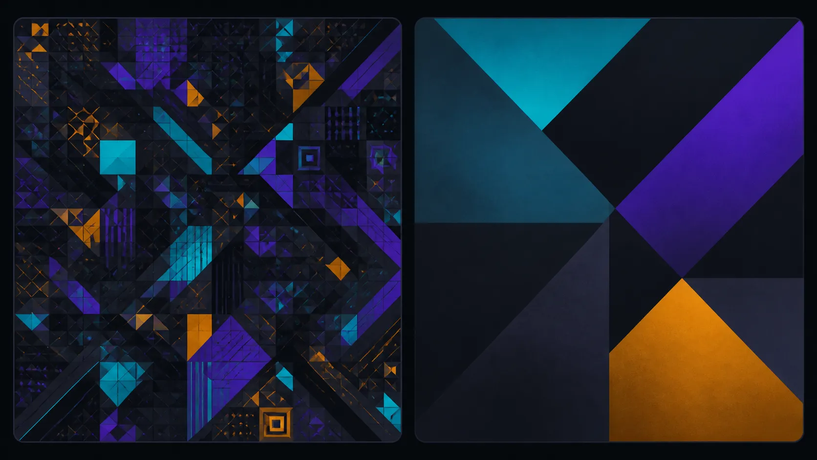 Abstract comparison of dense and broad geometric image mosaics