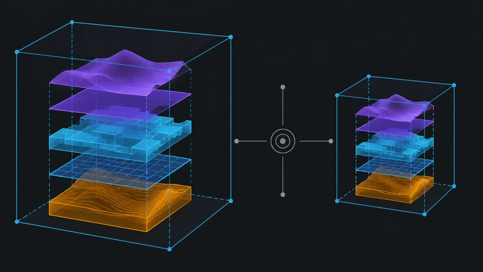 Abstract comparison of spacious and compact build-volume frames