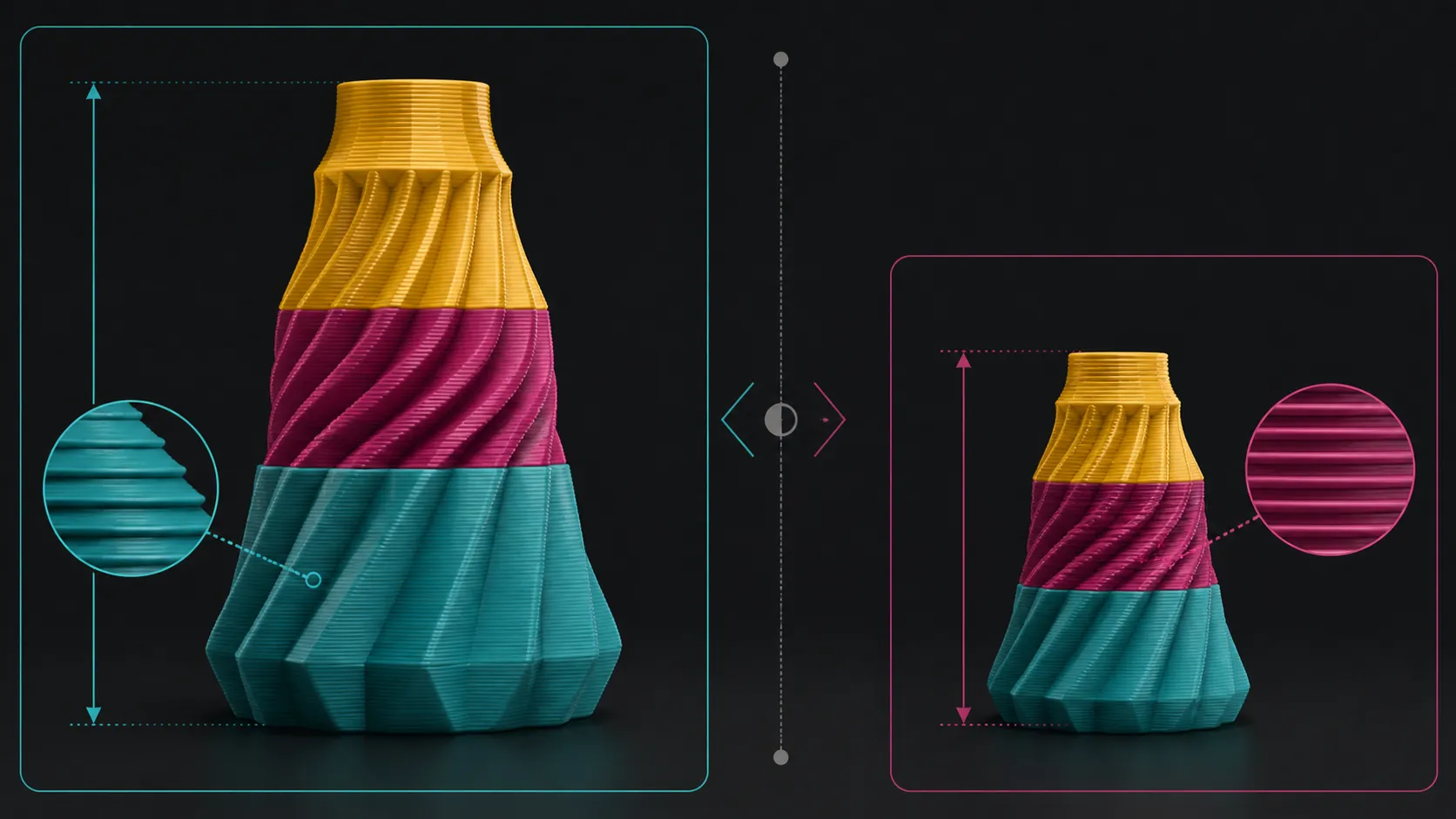 Abstract comparison of large-format and standard layered build frames