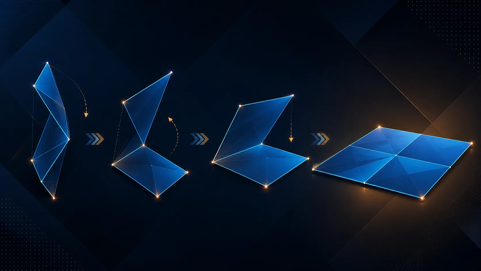 Abstract diagram of a folding support opening beneath a visual plane