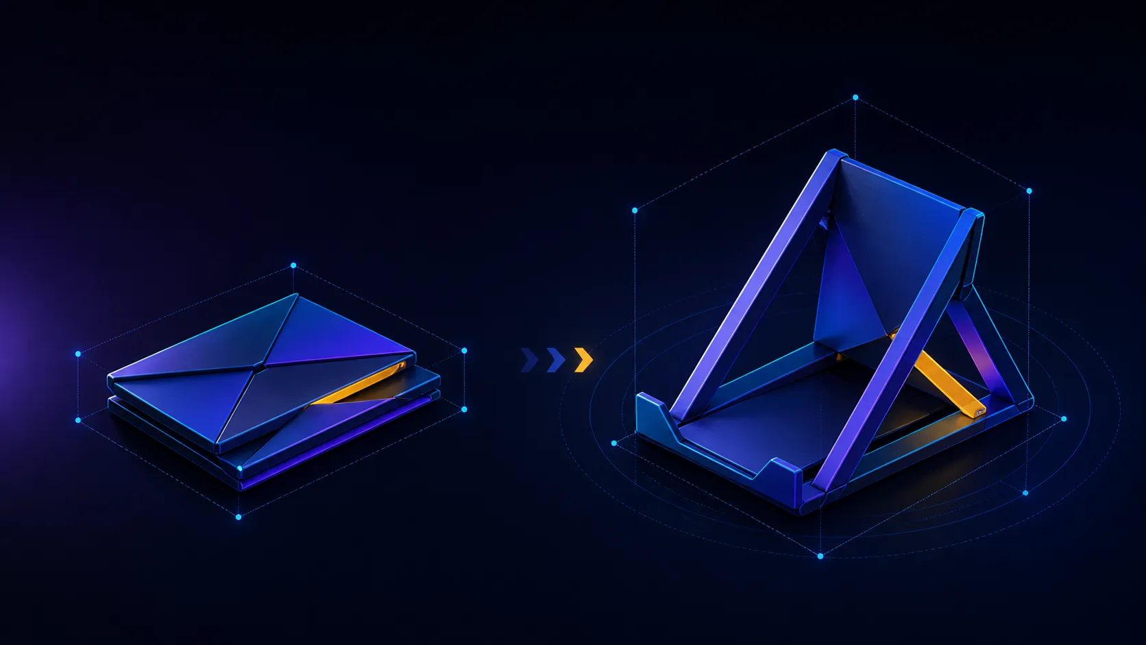 Side-by-side abstract comparison of folded and expanded support forms