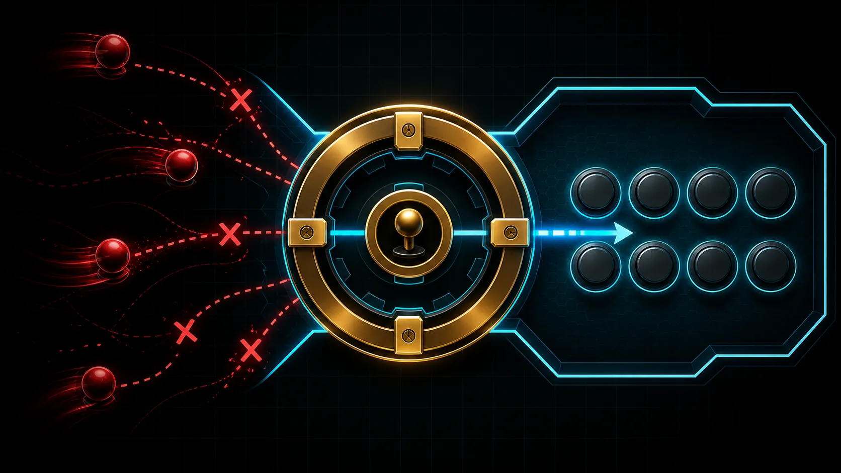 Protected button field with blocked stray motion trails