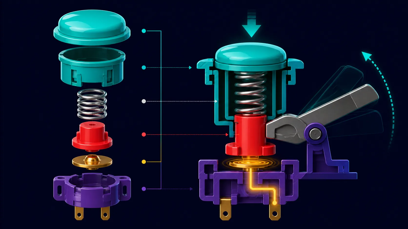Abstract separated layers of arcade control components
