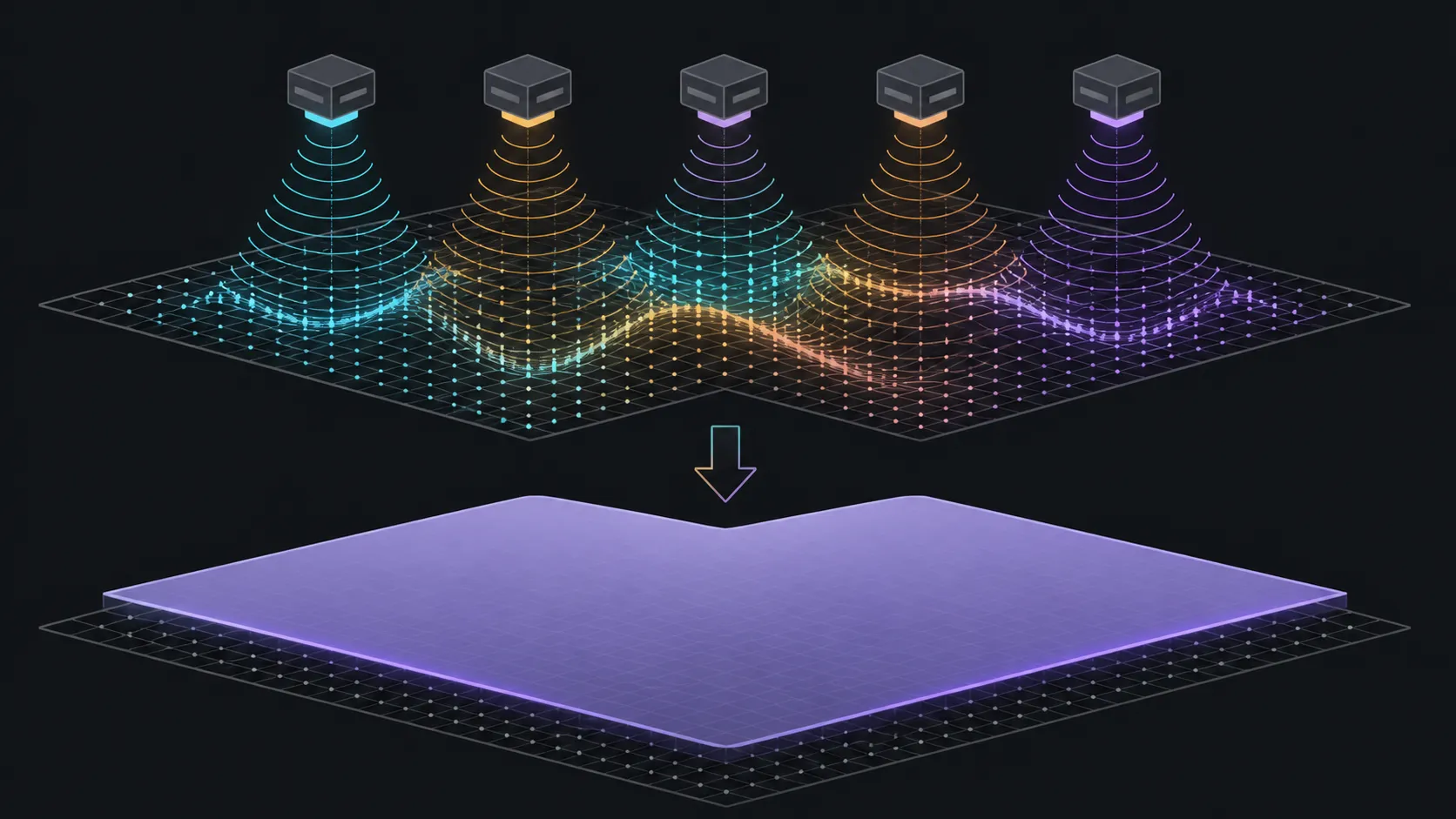 Abstract diagram of levelling waves and an even first layer