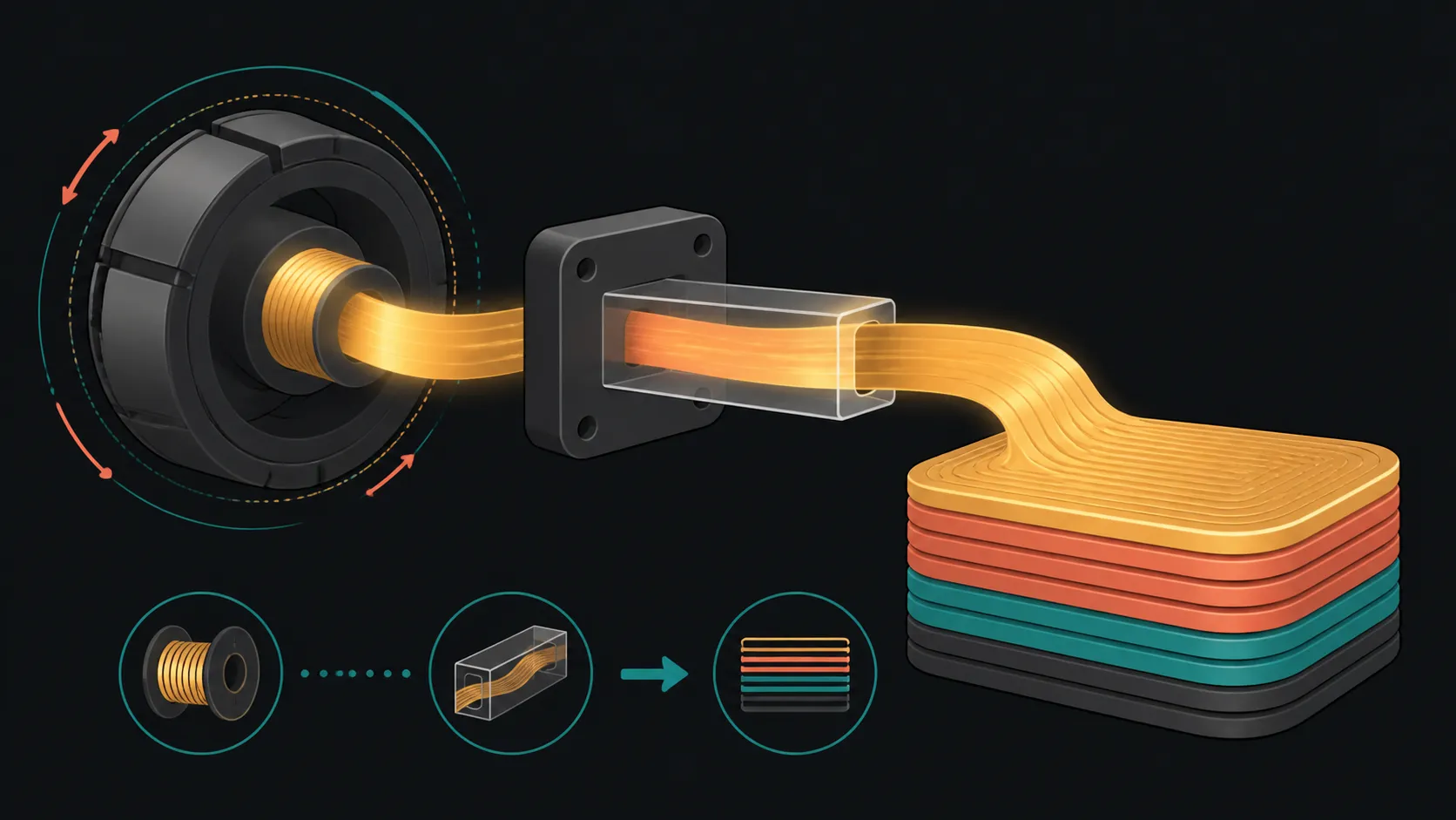 Abstract direct-drive material flow diagram