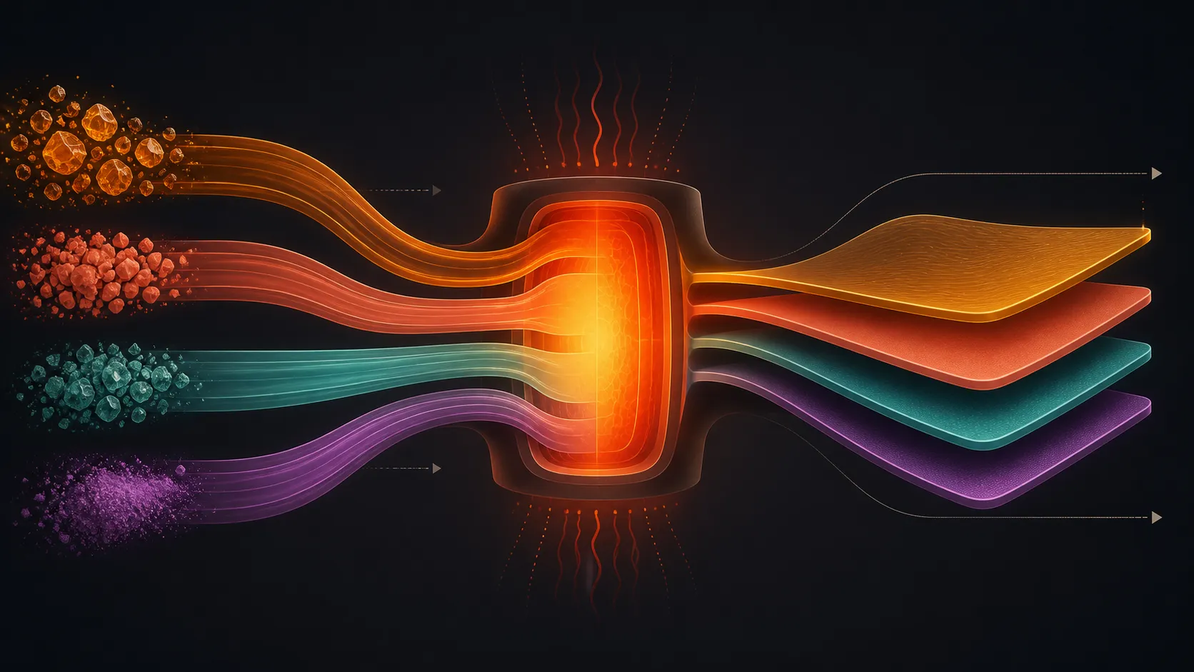 Abstract material paths through a heat core