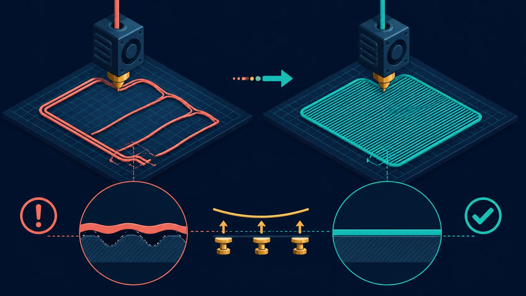 Abstract uneven first layer diagram
