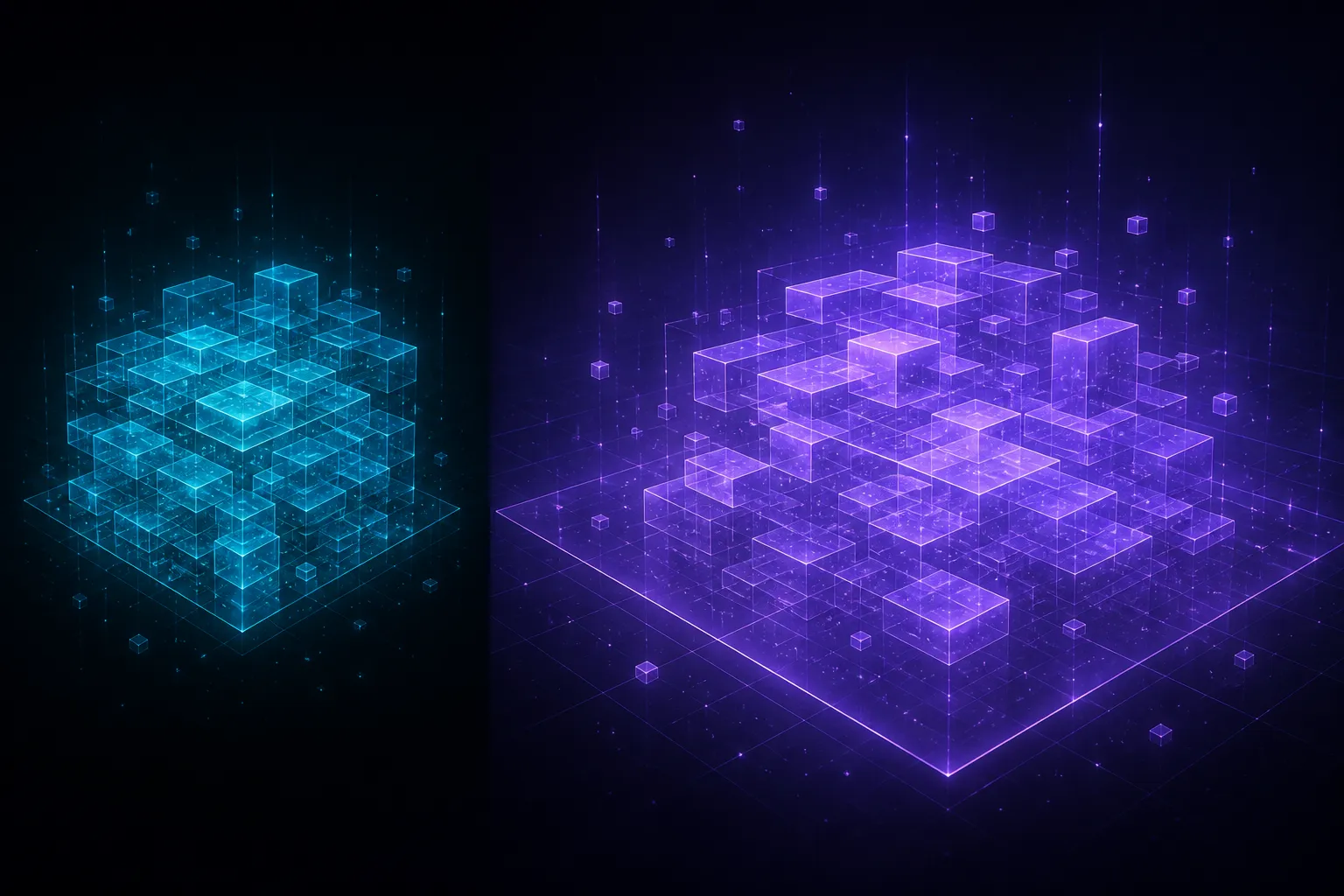 Abstract side-by-side diagram comparing smaller and larger memory workspace capacity
