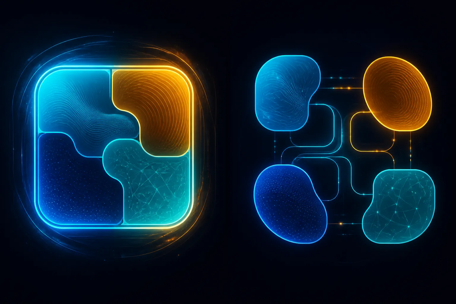 Abstract side-by-side diagram of an integrated upgrade kit and separate component selections