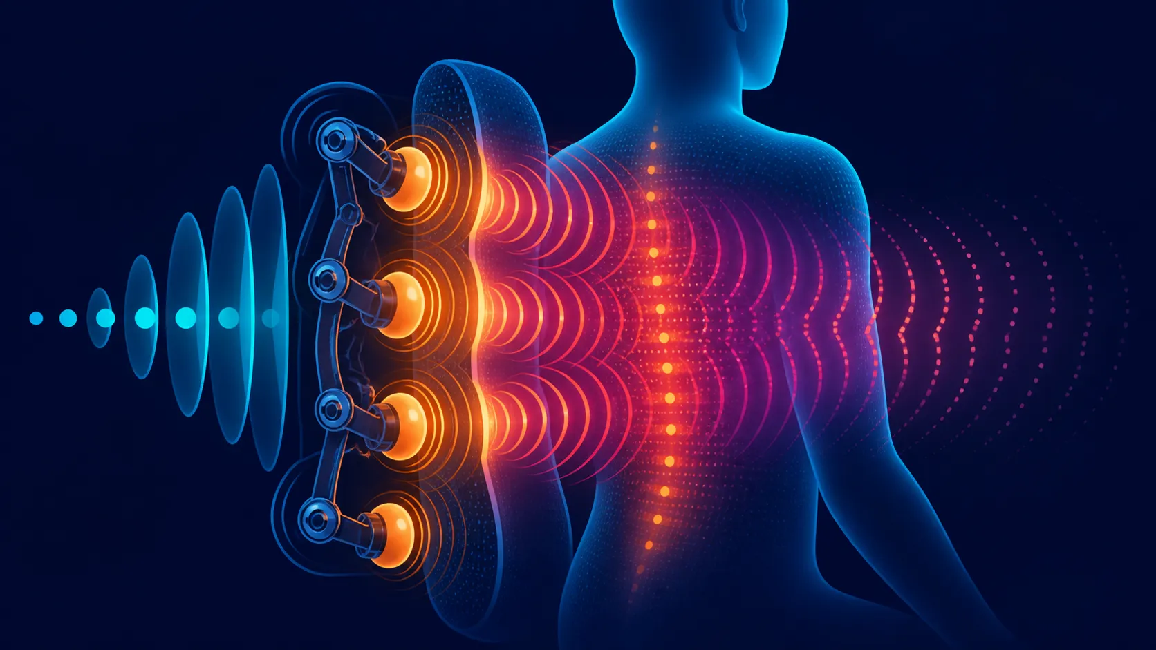 Abstract backrest silhouette with concentric pressure waves