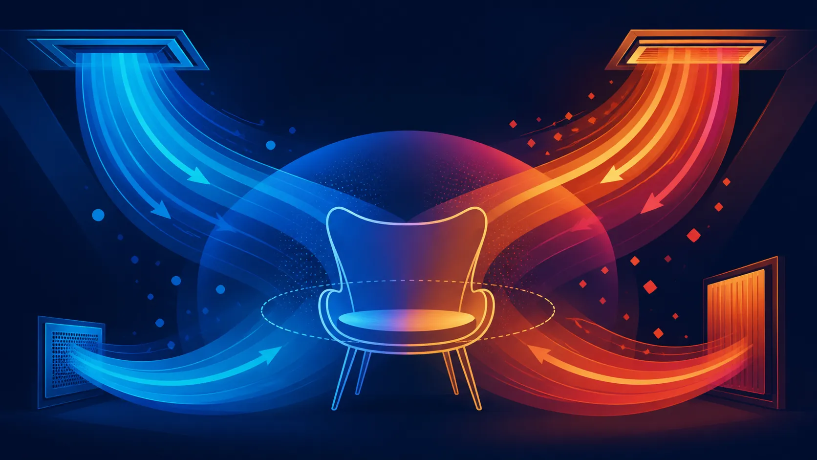 Abstract seat zone with cool and warm pathways
