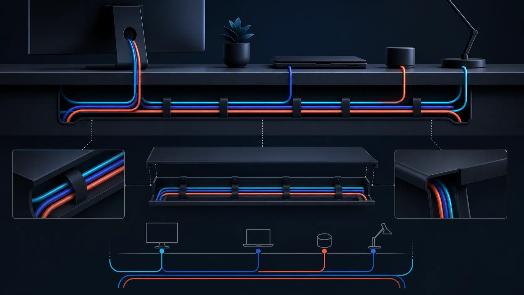 Abstract cable routing diagram