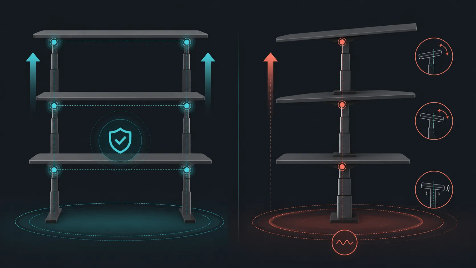 Abstract desk stability comparison