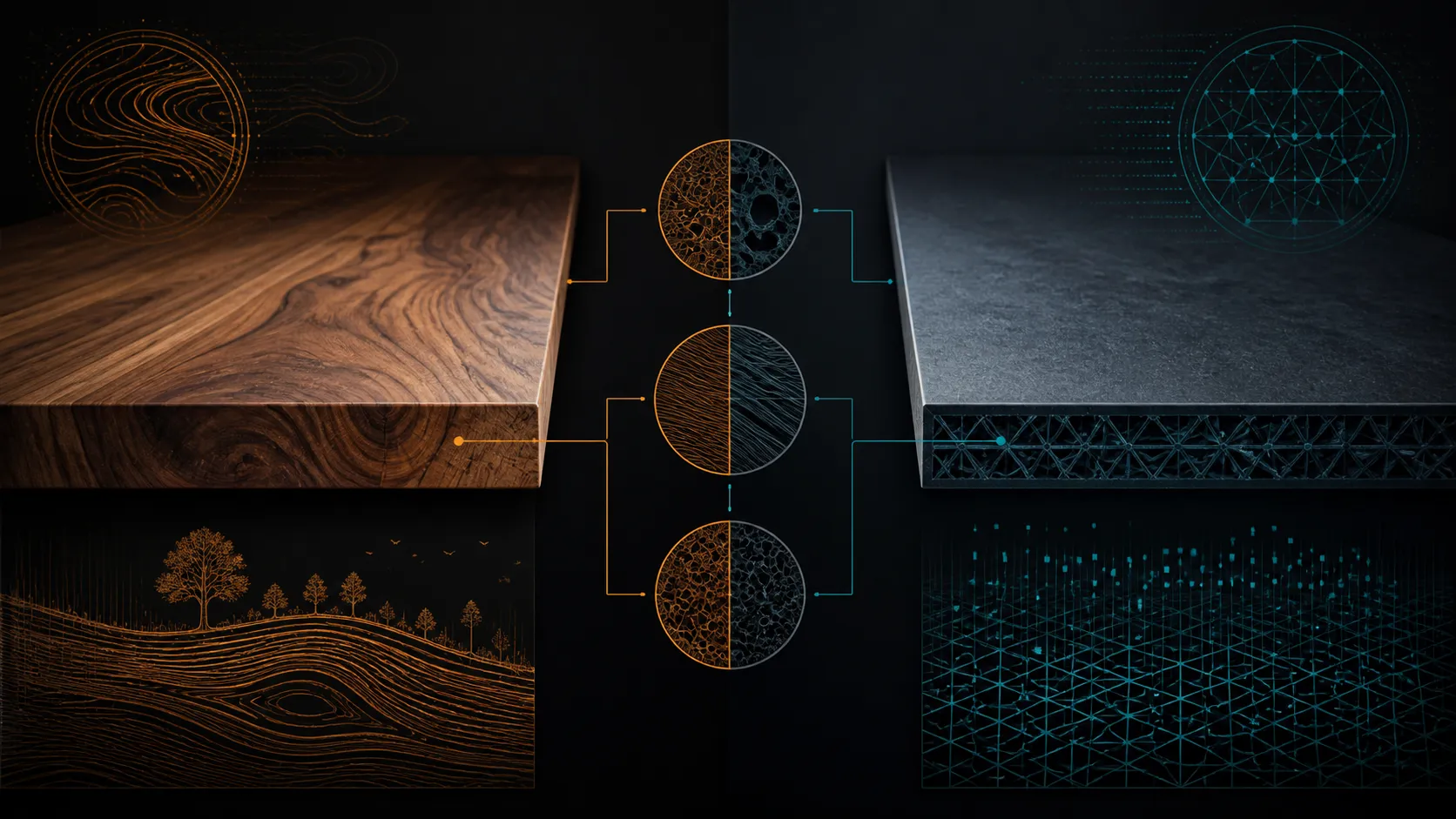Abstract desk-surface comparison
