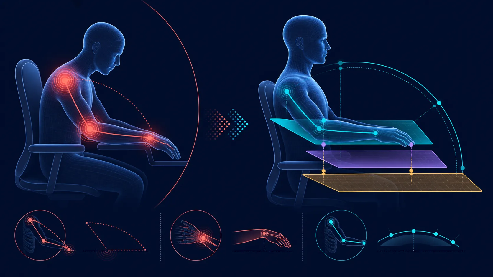 Abstract arm arcs aligned with support planes