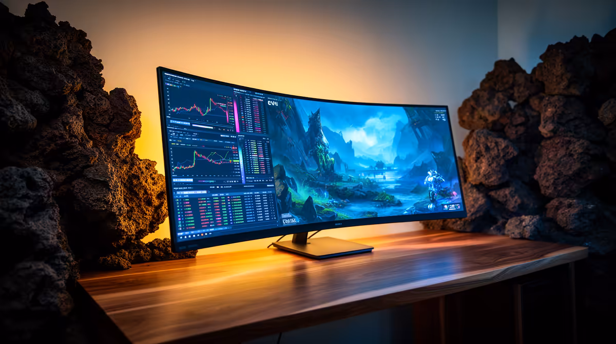 A Curved Monitor for Gaming or for Day Trading on Multiple