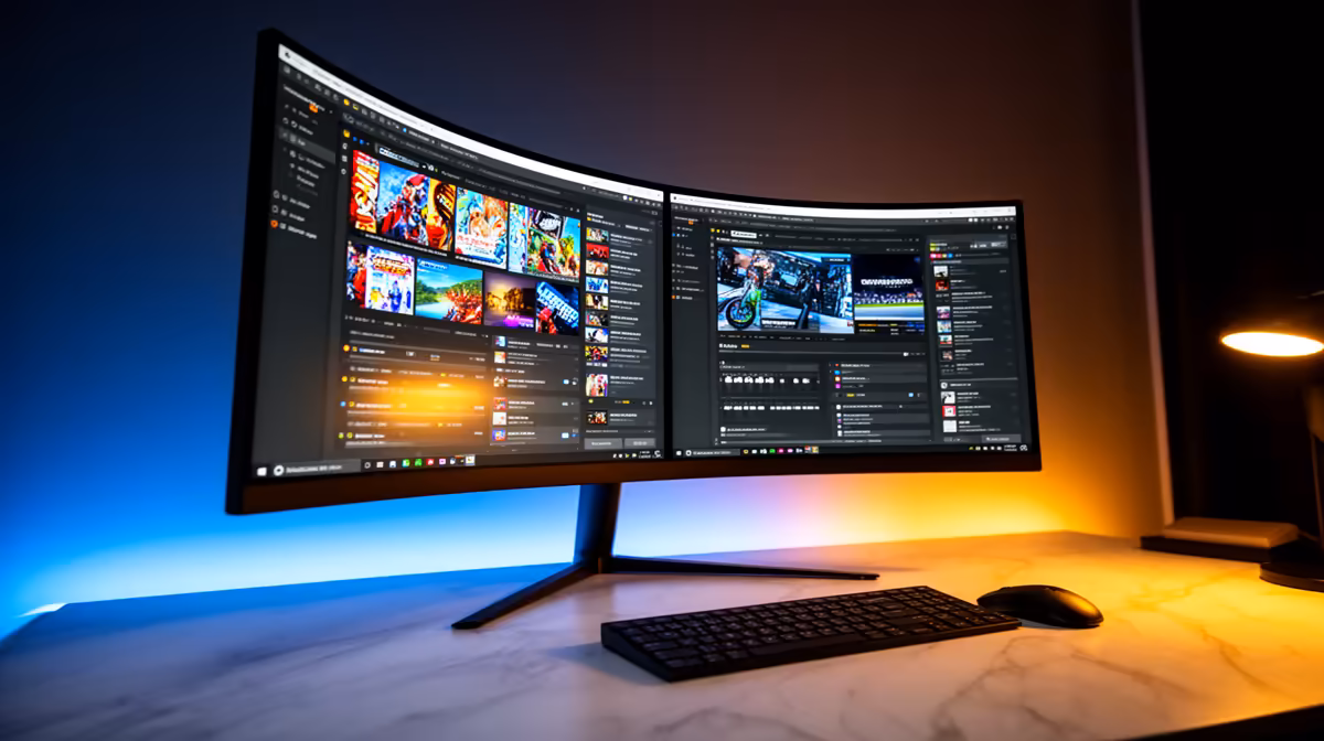 A Curved Monitor for Gaming or for Running Two Businesses: